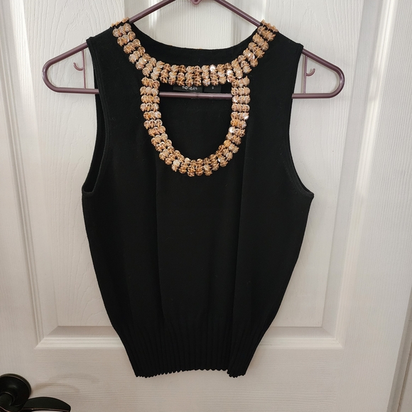 Christina Rotelli Tops - Christina Rotelli Elegant Black Top with Gold Accents